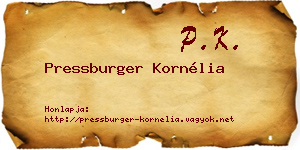 Pressburger Kornélia névjegykártya